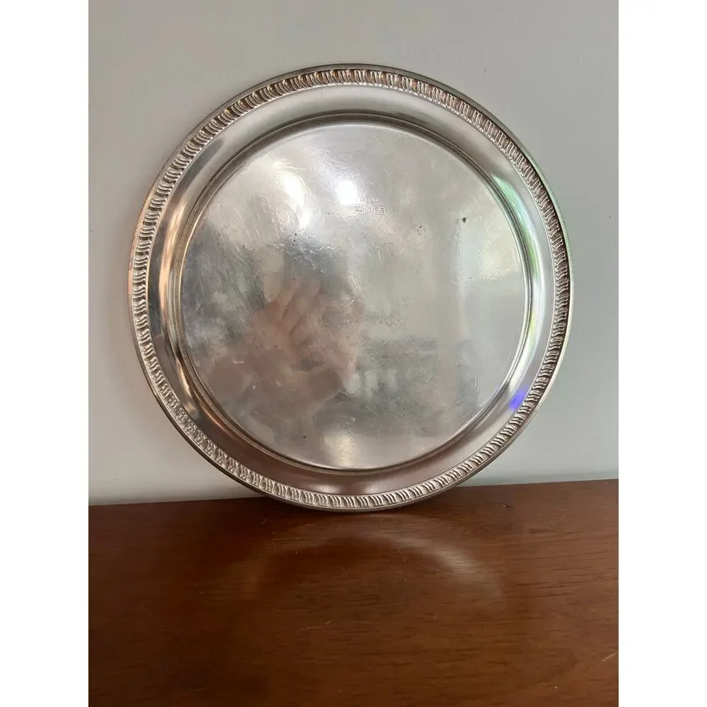 Leonard Silverplate Silver Leonard silverplate tray with decorative etchings